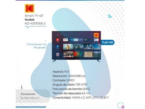 Smart Tv Kodak 43 Full Hd Google Tv Kd-43st005-2