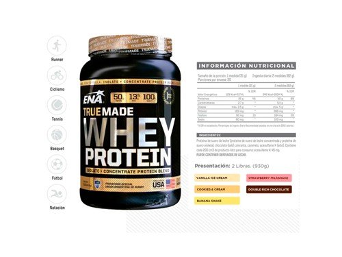 Ena Truemade Whey Protein Isolate Concentrate Chocolate 930g