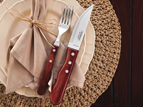 Juego De Cubiertos Tramontina Polywood 12 Piezas Acero Inox