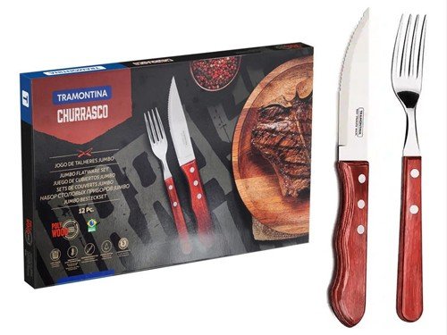 Juego De Cubiertos Tramontina Polywood 12 Piezas Acero Inox