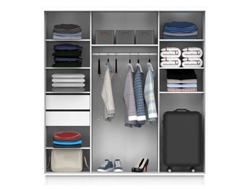 Placard 2 puertas corredizas 2 cajones blanco 200 x 180 x 58 cm Dielfe