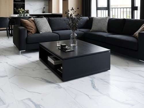 Porcelanato pulido marmolado Calacata brillante 60x60 cm San Lorenzo