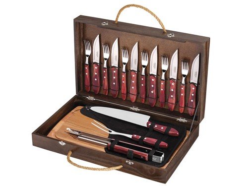 Kit Asador 17 Piezas Tramontina Polywood Cubiertos Madera