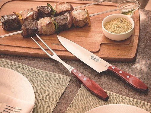 Kit Asador 17 Piezas Tramontina Polywood Cubiertos Madera