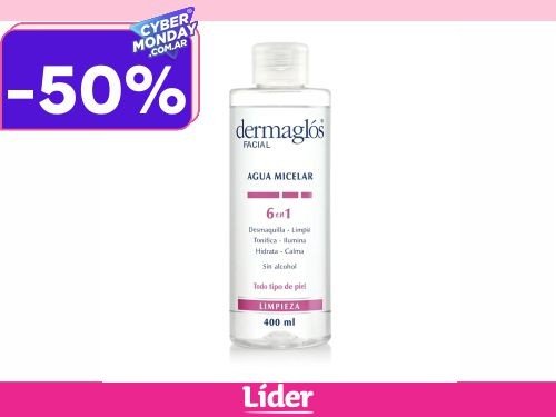 Dermaglos Facial Agua Micelar 6 en 1 x 400 Ml.