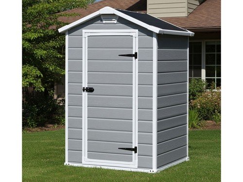 Caseta de jardín Manor gris símil madera 128 x 196 x 103 cm Keter