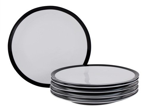 Juego de vajilla 18 pzs. blanco negro playo postre bowl Basement Home