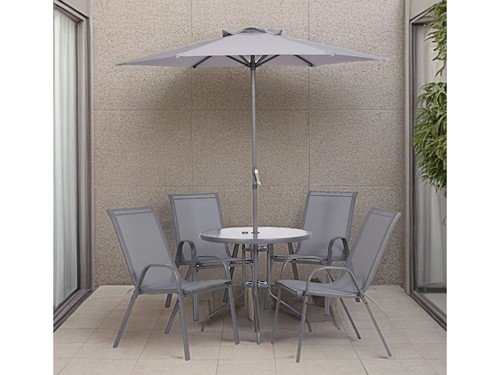 Juego de comedor exterior Nairobi acero 6 pzs. Just Home Collection