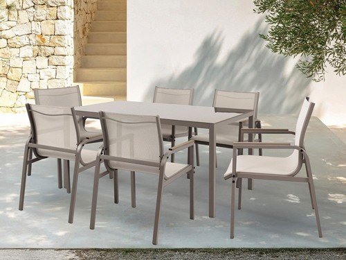 Juego de comedor exterior 7 pzs. taupe Just Home Collection