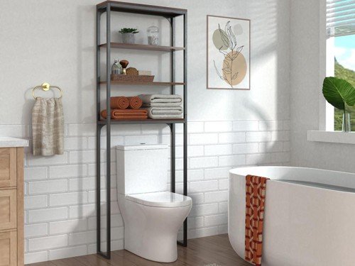 Mueble repisa organizador de baño sobre inodoro negro Sensi D' Acqua