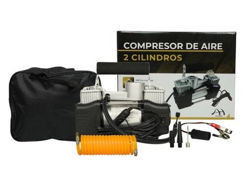 Compresor De Aire 12V Inflador Portatil Auto Bici Moto A1 Doble Piston