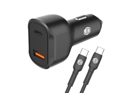 Cargador auto JD C-49 cable C-C Negro