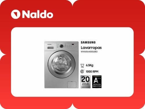 Lavarropas Samsung 6.5 Kg Ww65A40000S Inv 1000Rpm Silver