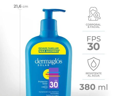 Dermaglos Solar Protector Solar Con Fps 30 Emulsion X 380 Ml