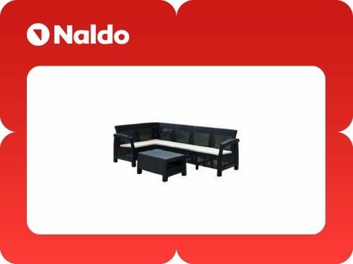 Set Living Ratan Outdoors En L C/Mesa Ratona Negro