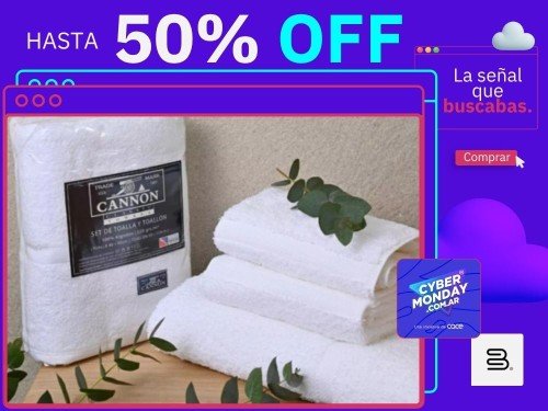 Juego Toalla y Toallon Cannon 520 Gramos Algodon Absorbente Suave