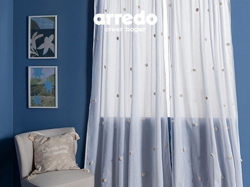 Set de 2 Cortinas con Puntos Bordados