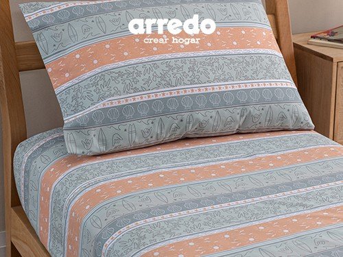 Juego de Sábanas 1 Plaza Algodón Blend Playa Folk