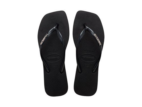Ojotas Havaianas Slim Square Logo Metallic Mujer