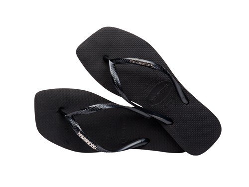 Ojotas Havaianas Slim Square Logo Metallic Mujer