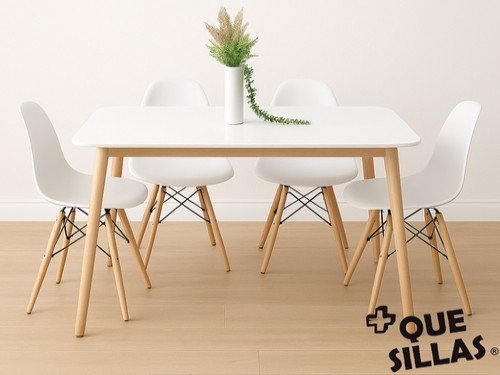 Juego Comedor Mesa Claire Madera 140 X 80 + 4 Sillas Eames
