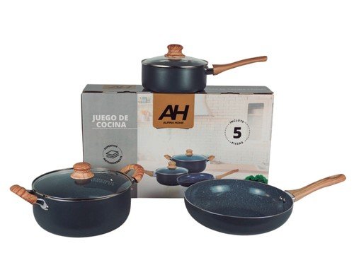 Bateria Cocina Ollas Sarten 5 Piezas Aluminio Antiadherente Alpina