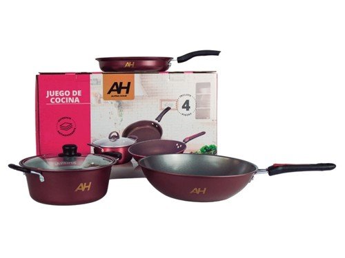 Bateria De Cocina Olla Sarten Wok 4 Piezas Antiadherente Dr-Welleasy