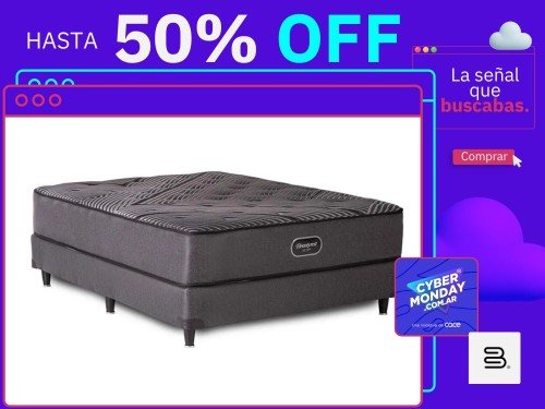 Sommier y Colchon Simmons Beautyrest Silver 2 Plazas 190 x 140 Pocket