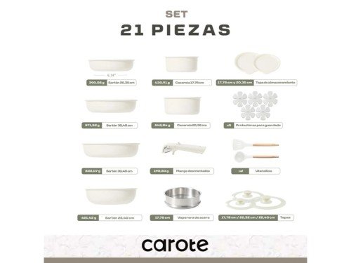 Set Carote 21 piezas Color Blanco
