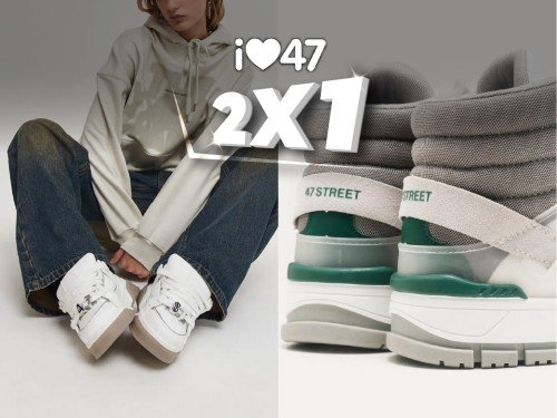 2x1 zapatillas de 47 Street mujer niña gris blanca botit moda 6 cuotas