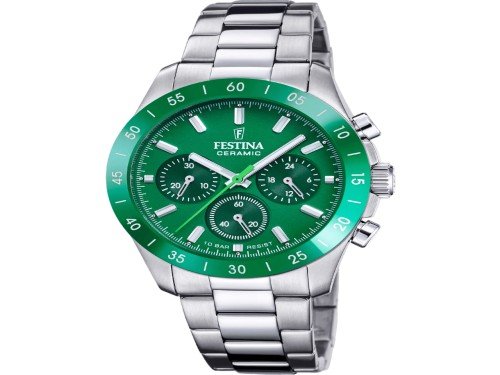 RELOJ FESTINA VERDE ACERO CERAMICA CRONO