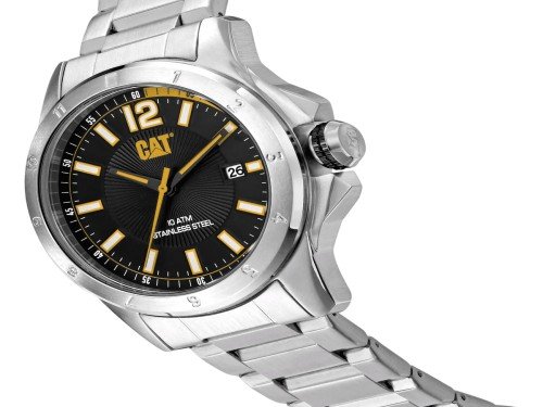 RELOJ CAT ACERO FONDO NEGRO