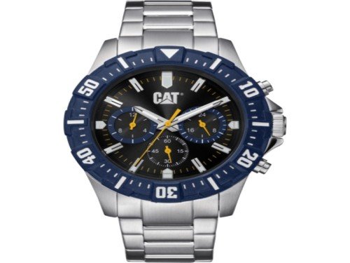 RELOJ CAT ACERO BISEL AZUL FONDO NEGRO CRONO