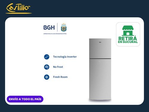 Heladera con Freezer BGH BRT330I1A- 338 Ltrs- Acero Inoxidable
