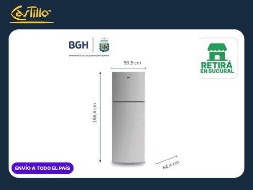 Heladera con Freezer BGH BRT330I1A- 338 Ltrs- Acero Inoxidable