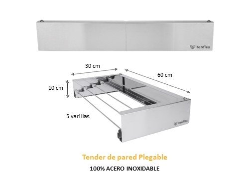 Tender TENFLEX Plegable De Pared - 60 x 30 cm - Acero Inoxidable