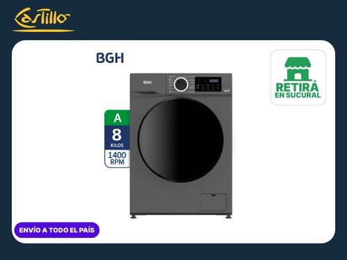 Lavarropas BGH BWFE08S24AR 8 kg  Inverter 1400 RPM  Silver