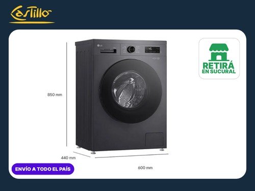 LG Lavarropas 6,5 KG WM65MVFS6  Negro  Inverter Direct Drive  Steam