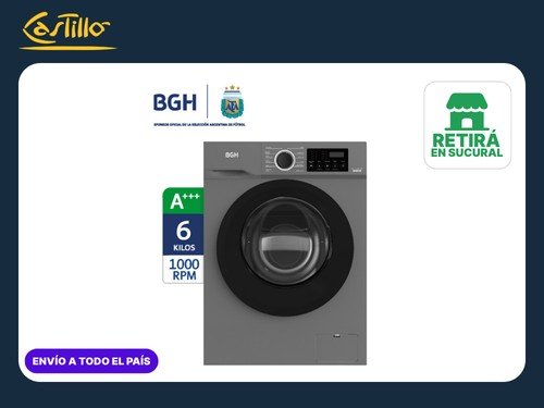 Lavarropas Automático BGH BWFE06S24AR 6 Kg Inverter Silver