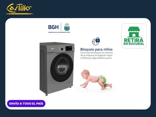 Lavarropas Automático BGH BWFE06S24AR 6 Kg Inverter Silver