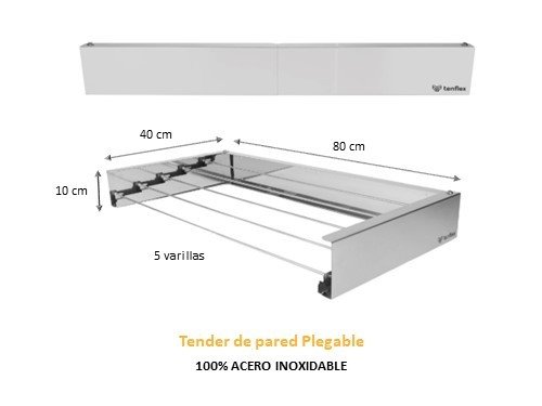 Tender TENFLEX Plegable De Pared - 80 x 40 cm - Acero Inoxidable