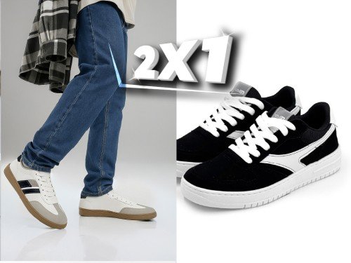 2x1 en Zapatillas de hombre urbanas blanco y negro