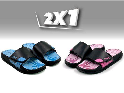 2x1 Ojota goma unisex economica calidad negro azul rosa
