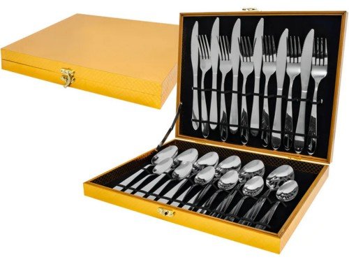 Set De 24 Piezas Cubiertos En Juego Colo Plateado En Caja