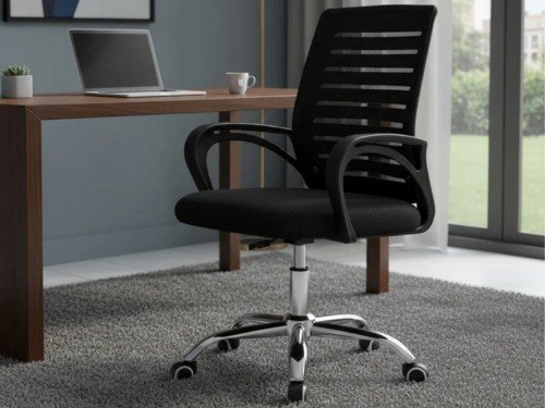 Silla Ergonómica Negra Oficina Respaldo Premium + Soporte