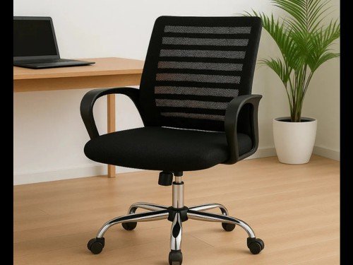 Silla Ergonómica Negra Oficina Respaldo Premium + Soporte