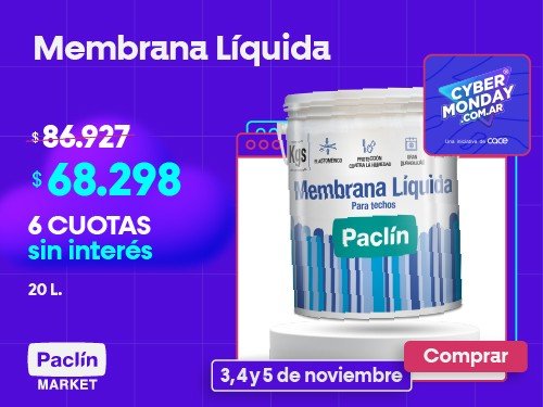MEMBRANA LIQUIDA PACLIN 20LTS SUPER OFERTA CYBER MONDAY 6 CUOTAS S/INT