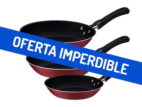 Juego de Sartenes Tramontina Caribe Rojo 3 Piezas