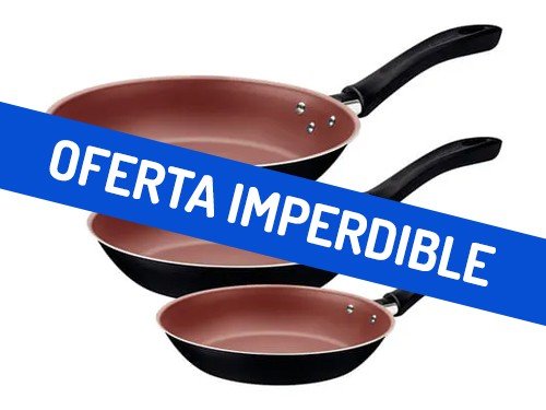 Juego de Sartenes Antiadherente Tramontina Linz Aluminio 3 pzs Negro