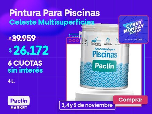 RENOVA YA TU PILETA CELESTE CON PACLIN EN 6 CUOTAS SIN INTERES!!